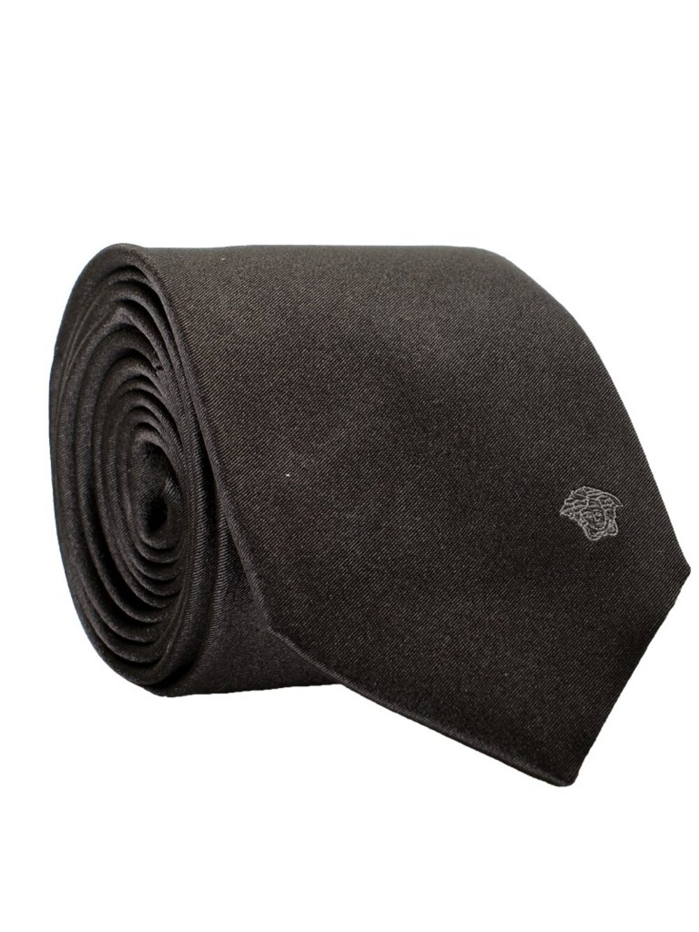 Versace Men's Medusa Logo Print Black 100% Silk Tie
